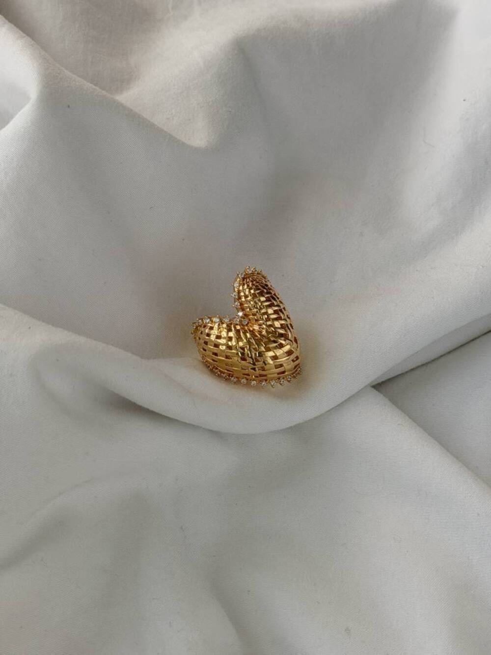 Square Threaded Heart - 18k Gold Plated - Ring Size 7